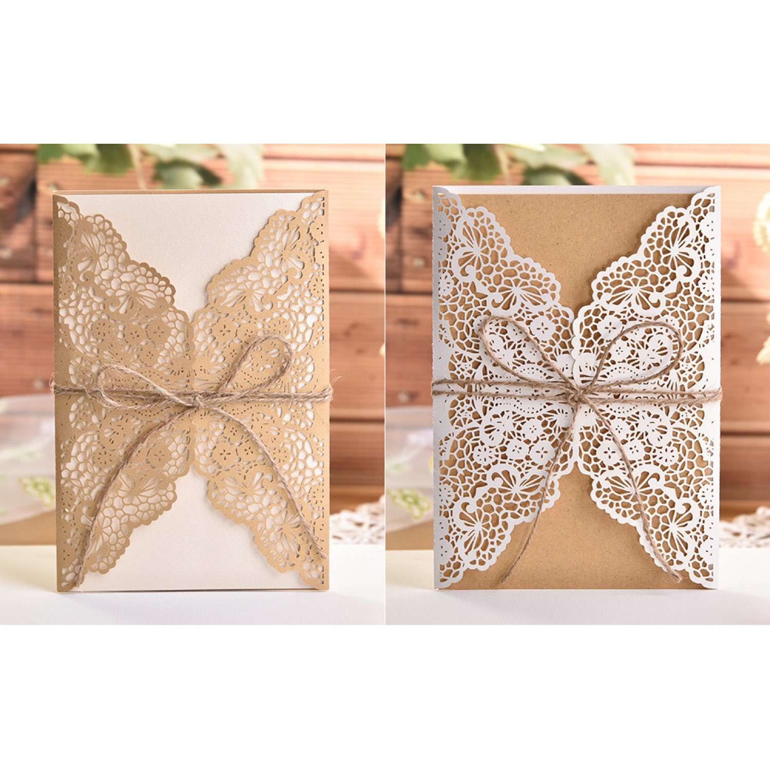 Lace Invitation Card Brown Paper Laser Cut Paper 
